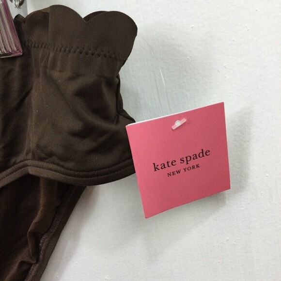 Kate Spade New York Womens Scalloped Hipster Bikini Bottom Expresso Size XL NWT - Picture 2 of 7